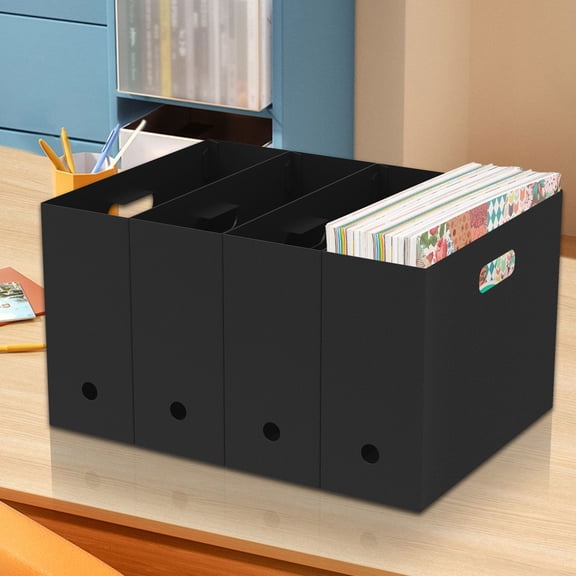Duety 4Pcs Scrapbook Paper Holder Collapsible Scrapbook Paper Organizer Portable File Organizer with Handle Multipurpose Plastic Scrapbook Holder Bin for Documents Books Journals Scrapbooks