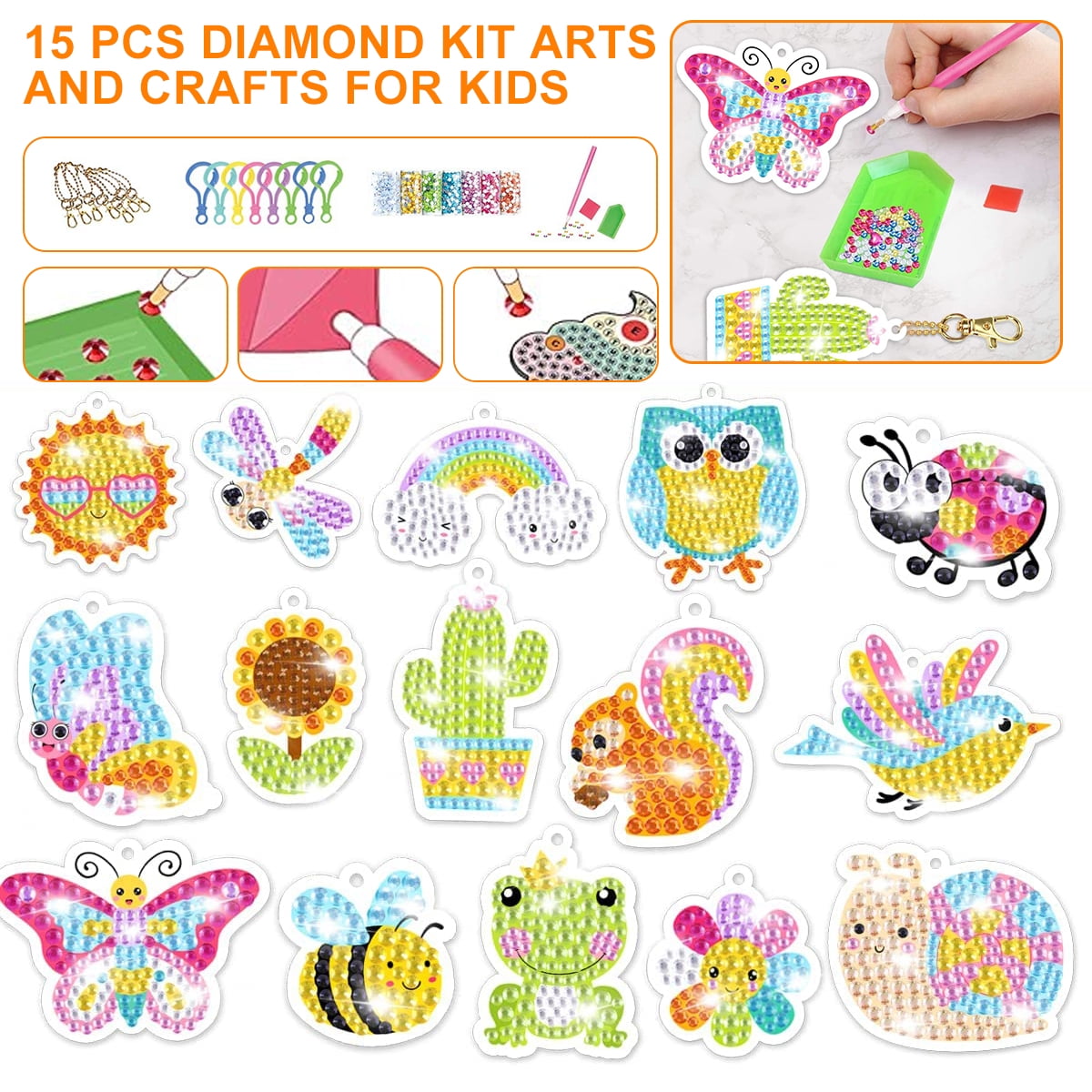 Duety 5D Diamond Painting Stickers Kits for Kids, 15PCS Diy Diamond ...