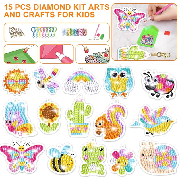 Duety 5D Diamond Painting Stickers Kits for Kids, 15PCS Diy Diamond ...