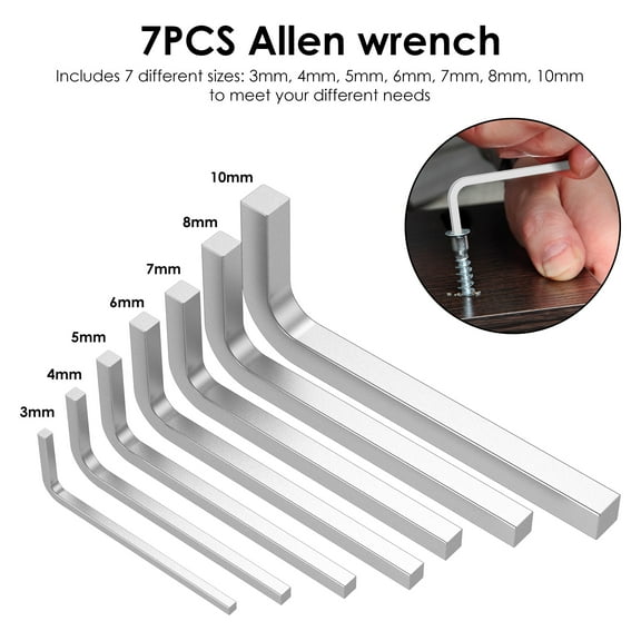 Duety 7Pcs Square Head Wrench Kit 3/4/5/6/7/8/10mm Chrome Vanadium Steel Square Head Screwdriver Hand Tool Sturdy L Shaped Square Key Set Durable Wrench Repair Tool for Furniture