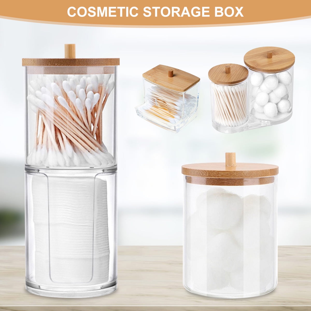 Duety Acrylic Qtip Holder Disser，Bathroom Accessories Organizer With ...