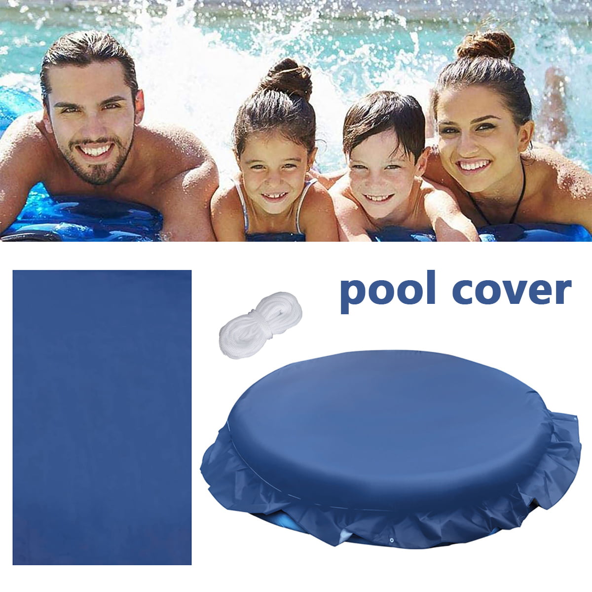 Duety Blue Pool Cover, Rope Fixation Above Ground Pool Inflatable Pool  Cover Frame Pool,Dustproof Rainproof Waterproofcovers Protector 