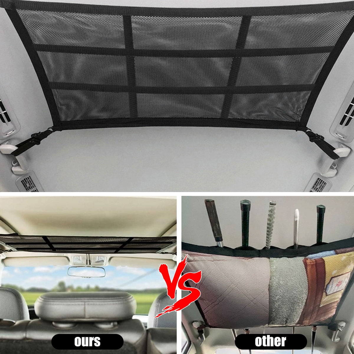 Duety Car Ceiling Cargo Net Pocket Car Roof Storage Organizer DoubleLayer Mesh Car Camping