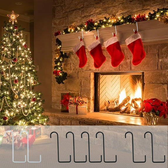 Duety Christmas Stocking Holders for Mantle Set 4,Lightweight Stocking Holder No-slip Stocking Hangers for Mantel Fireplace,Adjustable Mantel Stocking Hooks