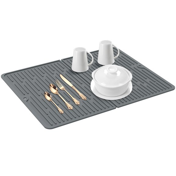 Duety Dish Drying Mat Quick-Drying Silicone Dish Placemats Foldable Concave Convex Drain Mat Heat Resistance Pot Mat Multi-Functional Dish Drainer Pad for Kitchen Countertop