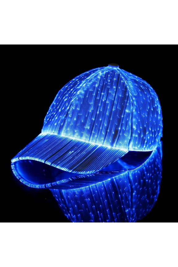Fiber Optic Cap,3.7V 450mAh USB Rechargeable Luminous Baseball Cap Adjustable RGB LED Glowing Hat Light up Party Cap with 7 Colors 11 Lighting Modes for Holiday Men Women Event