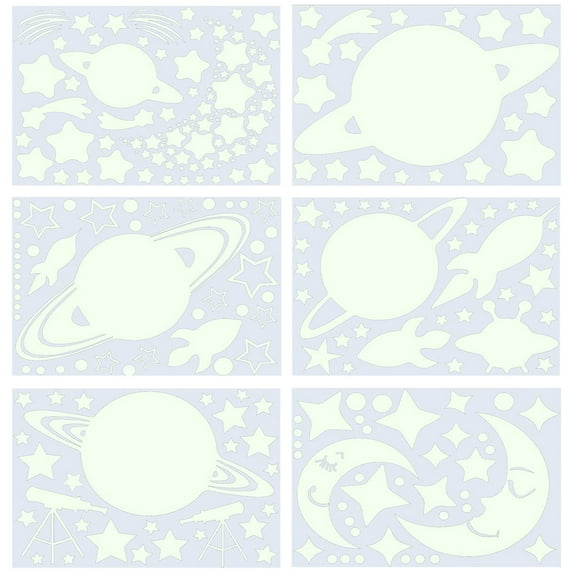 Duety Glow in The Dark Ocean Themed Wall Stickers Luminous Spaceship Wall Decals DIY Art Fluorescent Stickers Wall Decor for Children Bedroom Living Room Bedroom Background