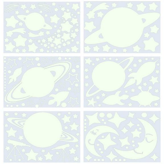 Duety Glow in The Dark Ocean Themed Wall Stickers Luminous Spaceship Wall Decals DIY Art Fluorescent Stickers Wall Decor for Children Bedroom Living Room Bedroom Background