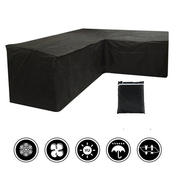 Duety L-Shaped Sectional Sofa Covers Waterproof Outdoor Tear Proof Patio Couch Cover Garden Furniture Protector,210D Waterproof Dustproof Polyester Corner Sofa Couch Protector Cover with Storage Bag