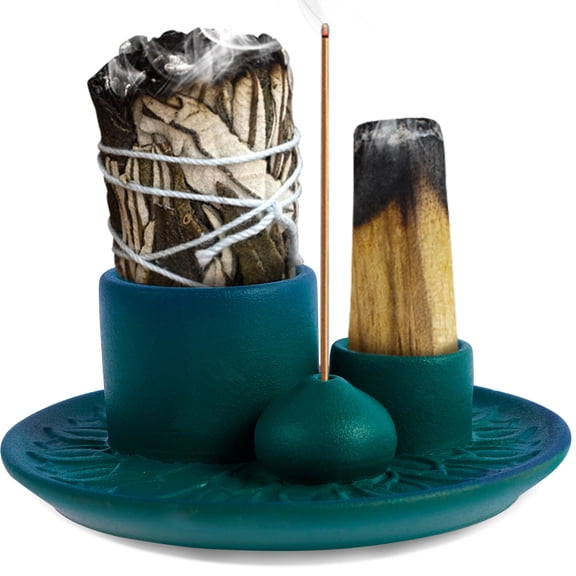 Duety Palo Santo Holder,Multi-Purpose Handmade Ceramic Incense Burner for Palo Santo Incense Sticks, Sage Holder for Burning, Ash Catcher Tray for Meditation Yoga Room
