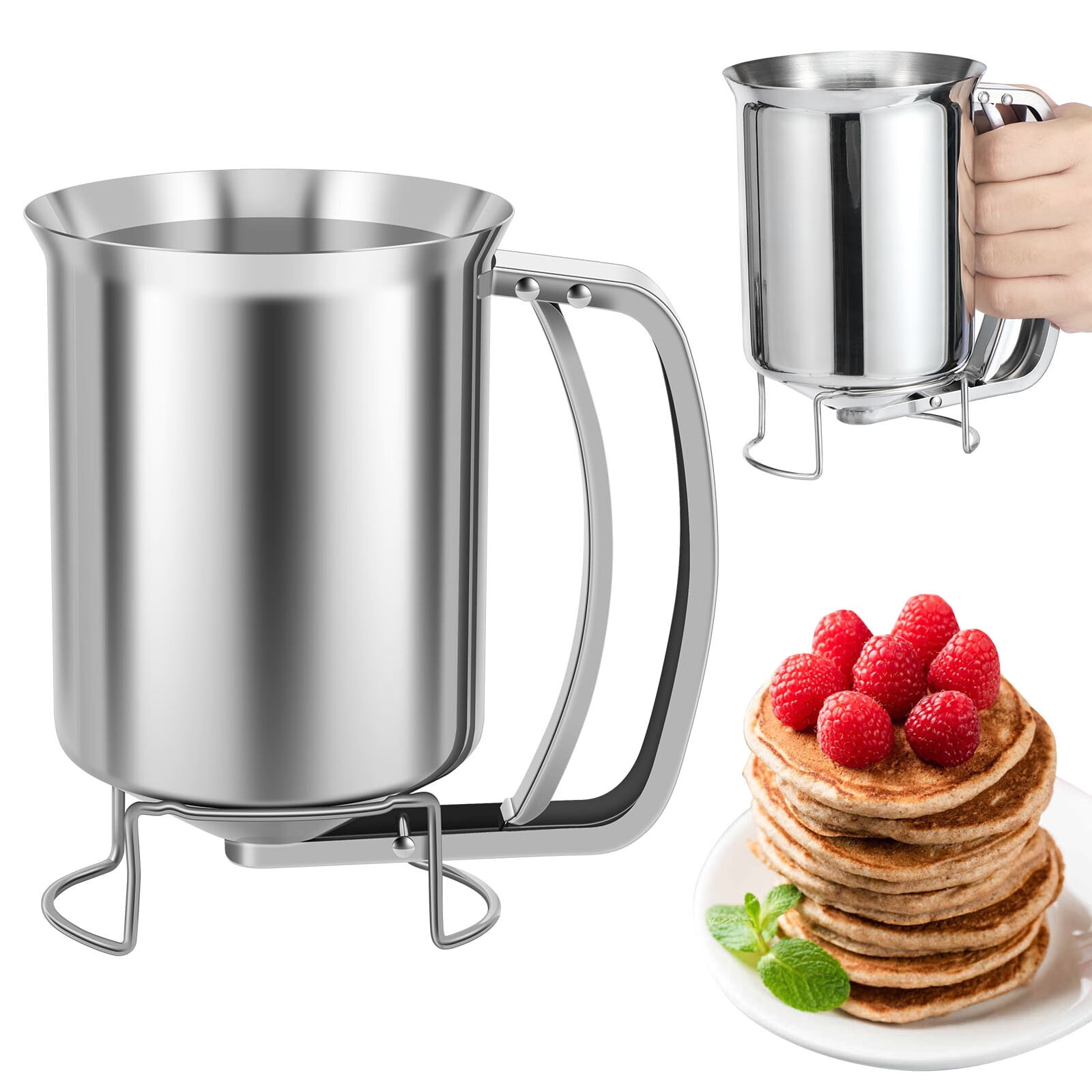 Stainless Steel Pancake Batter Dispenser Bottle - 1000ml Capacity For Cupcakes & Muffins