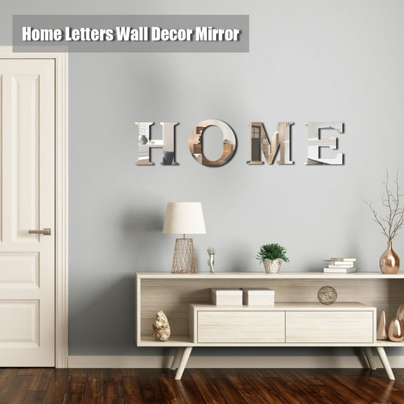 Duety Set of 4 Home Sign Letters Wall Sign 20x22CM DIY Decorative Wall Art Decor Acrylic Mirror Wall Stickers Modern Decoration for Living Room Bedroom Kitchen