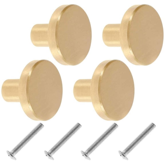 Duety  Set of 4 Door Knobs Round Solid Brass Cabinet Knobs Round Vintage Furniture Handles with Screws for Cabinet Cupboard Drawers 20 x 25mm (4Pcs)