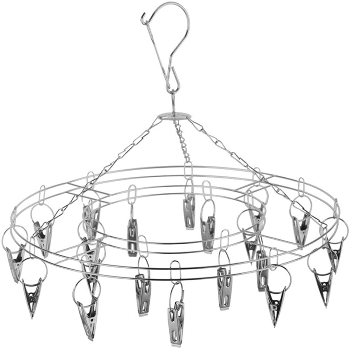 Duety Stainless Steel Hanging Drying Rack with 20 Clips 360 Degree