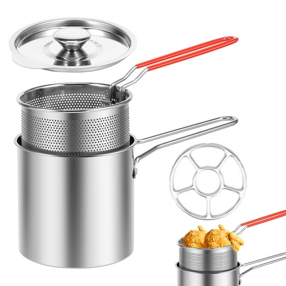 Duety Stainless Steel Outdoor Deep Fryer with Strainer Basket and Handle