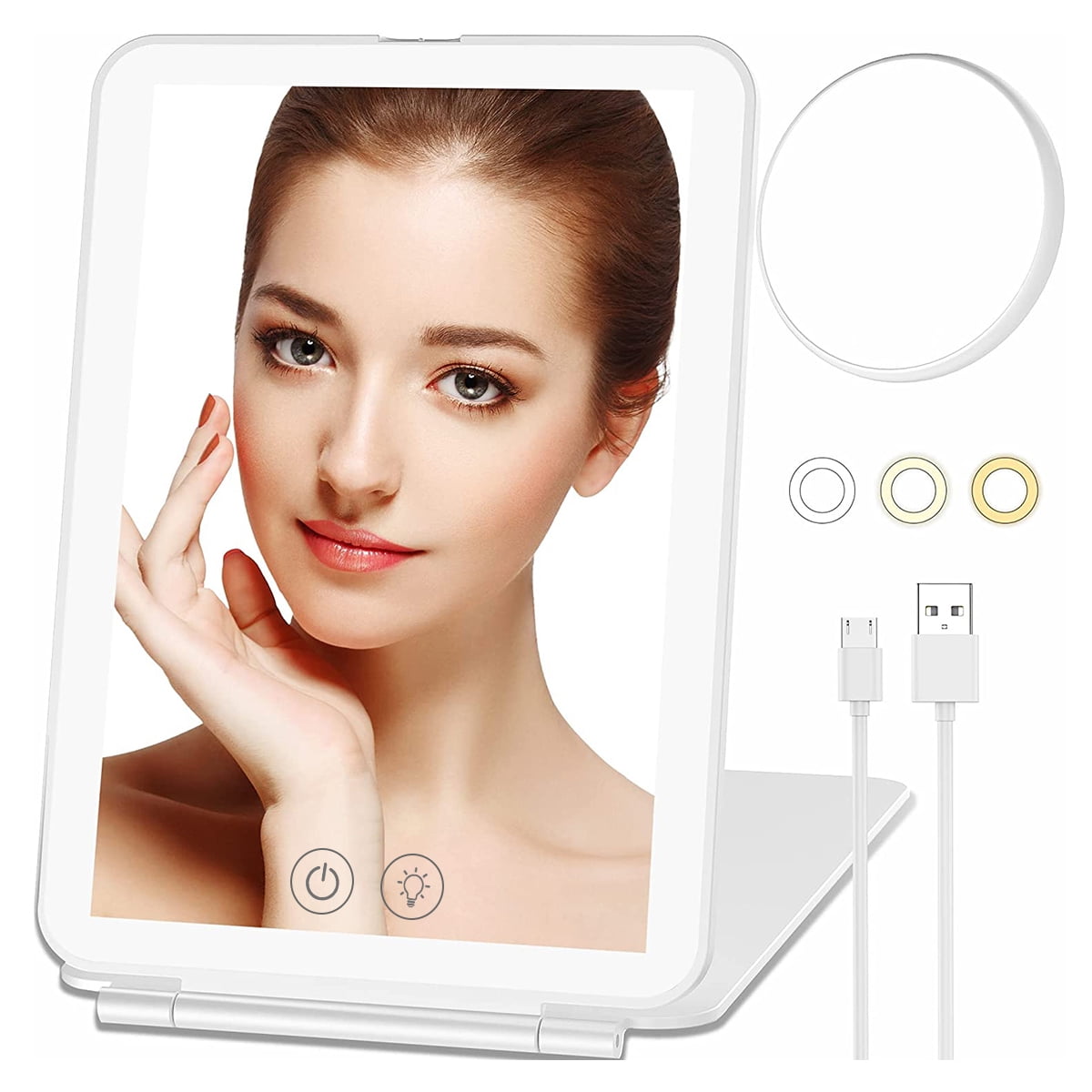 Duety Touch Screen Makeup Mirror,10X Magnifying 56LED Lights,USB