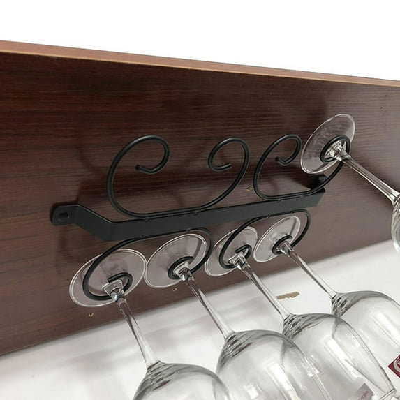Duety Wine Glass Rack - Under Cabinet Stemware Wine Glass Holder Glasses Storage Hanger Metal Organizer for Bar Kitchen Black