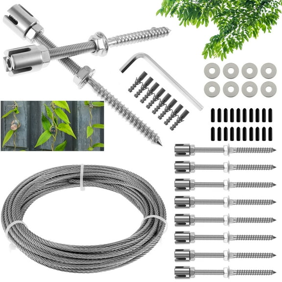 Duety Wire Trellis Kit Stainless Steel Wall Trellis Set Rustproof Climbing Plant Trellis Sturdy Cross Head Cable Clips Replacement with Expansion Tube Sheath Rope for Wall