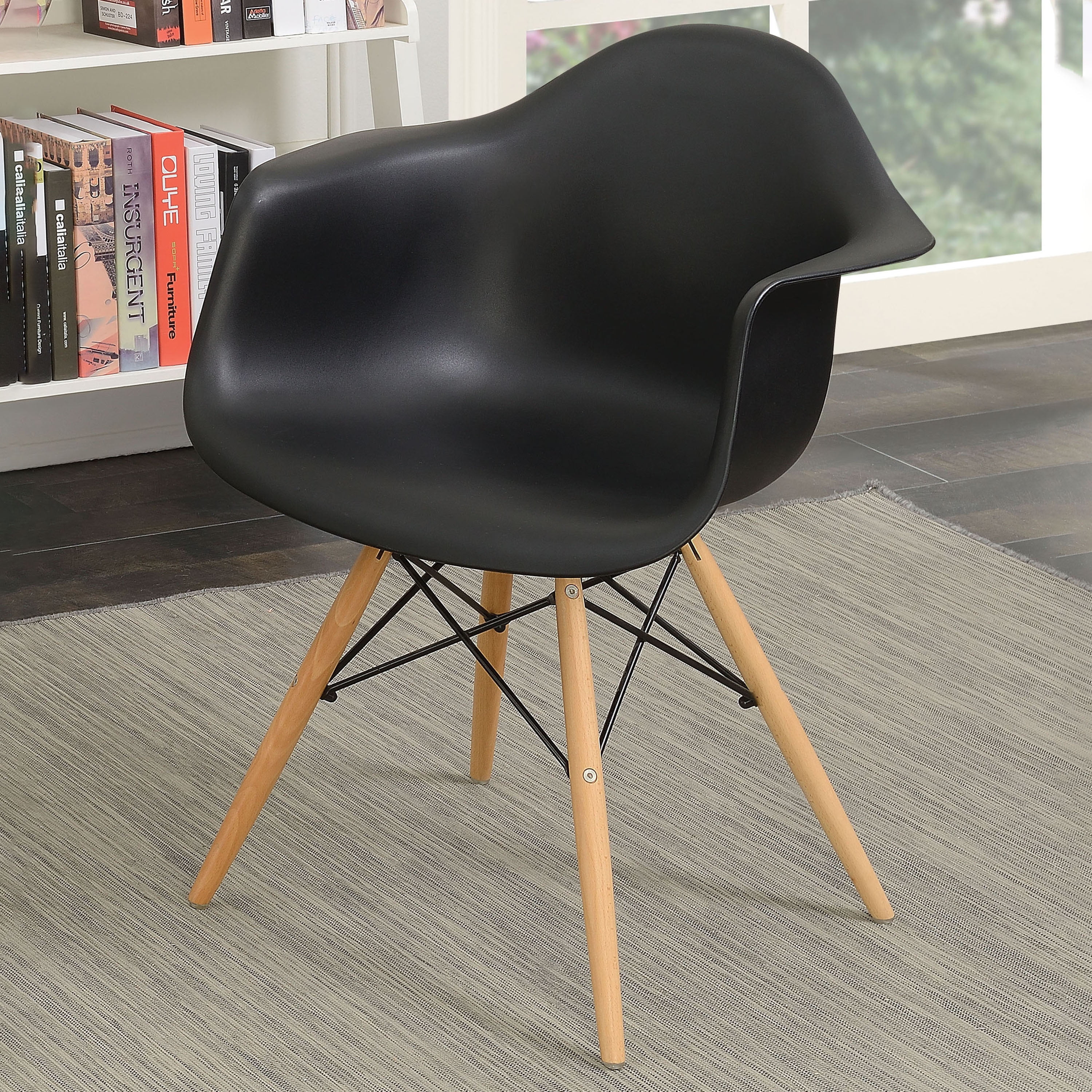 Duff Plastic Dining Arm Chairs, Set of 2, Black