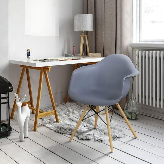 Duff Plastic Dining Arm Chairs, Set of 2, Gray