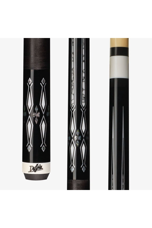 D-SE23 Billiards Playing Cue Pool Stick Pro Taper Tiger Everest Tip Black Irish Linen Wrap Graphic Points