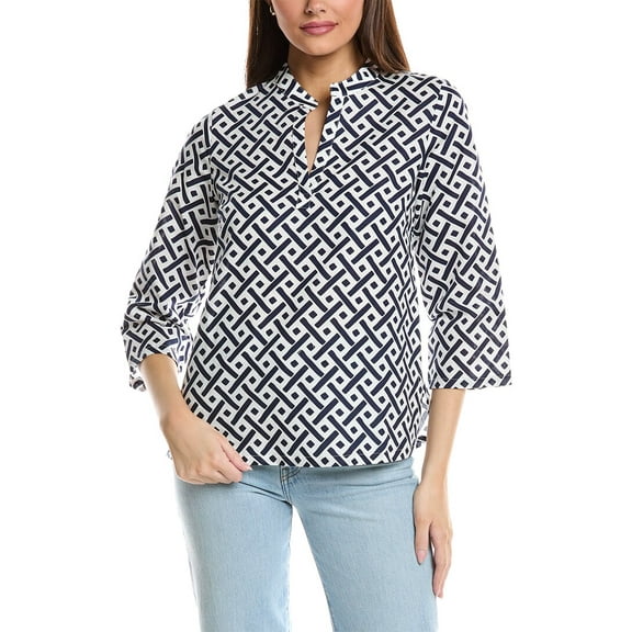 Duffield Lane womens Hazel Linen-Blend Tunic, xs, Blue