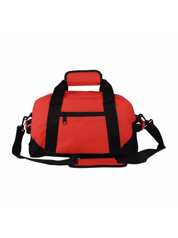 Duffle Bag, Gym Bag, Heavy Duty Travel Bag Two Tone Sports Bag (Red - small (14" x 8.5" x 8.5"))