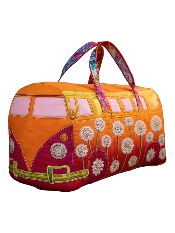 Duffle Bag for Men Women,Quilted Hippie Van Duffle Bag with Adjustable Padded Strap,Large Capaciy Bohemian Weekender Bag for Gym Yoga Dance and Overnight Stays