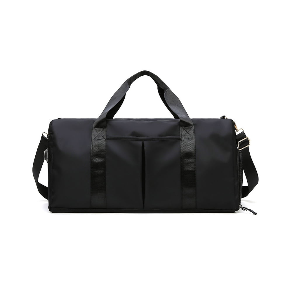 Leather duffle adventure bag weekender travel luggage with shoe compartment sales