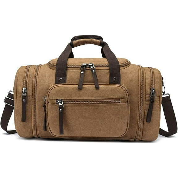 Duffle Bag for Travel, Large Canvas Duffel Bag for Travelling Overnight Weekender Bag Carry On Bag for Men Women (Gray)