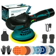 Dufuls 6 Inch Portable Buffer Polisher Cordless Car Buffer Polisher w/ 2x2.0AH Battery with 6 Variable Speed Wireless Buffer Polisher