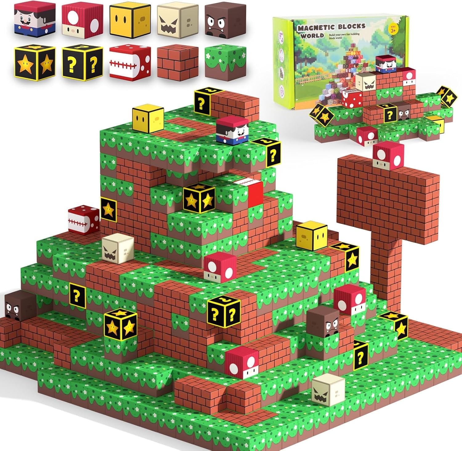 Dufvrpe Building Blocks Creative Building Cube Sensory Toys Build Mine Set for Kids 3+ Girls Boys,48Pcs