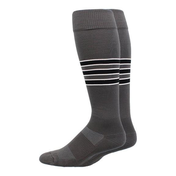MadSportsStuff Dugout Striped Baseball Socks - Graphite/Black/White, Medium