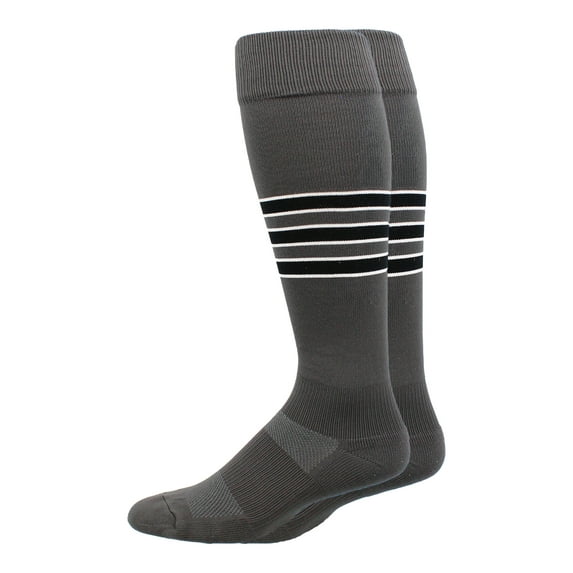 Dugout 3 Stripe Softball Socks (Graphite/Black/White, Small)