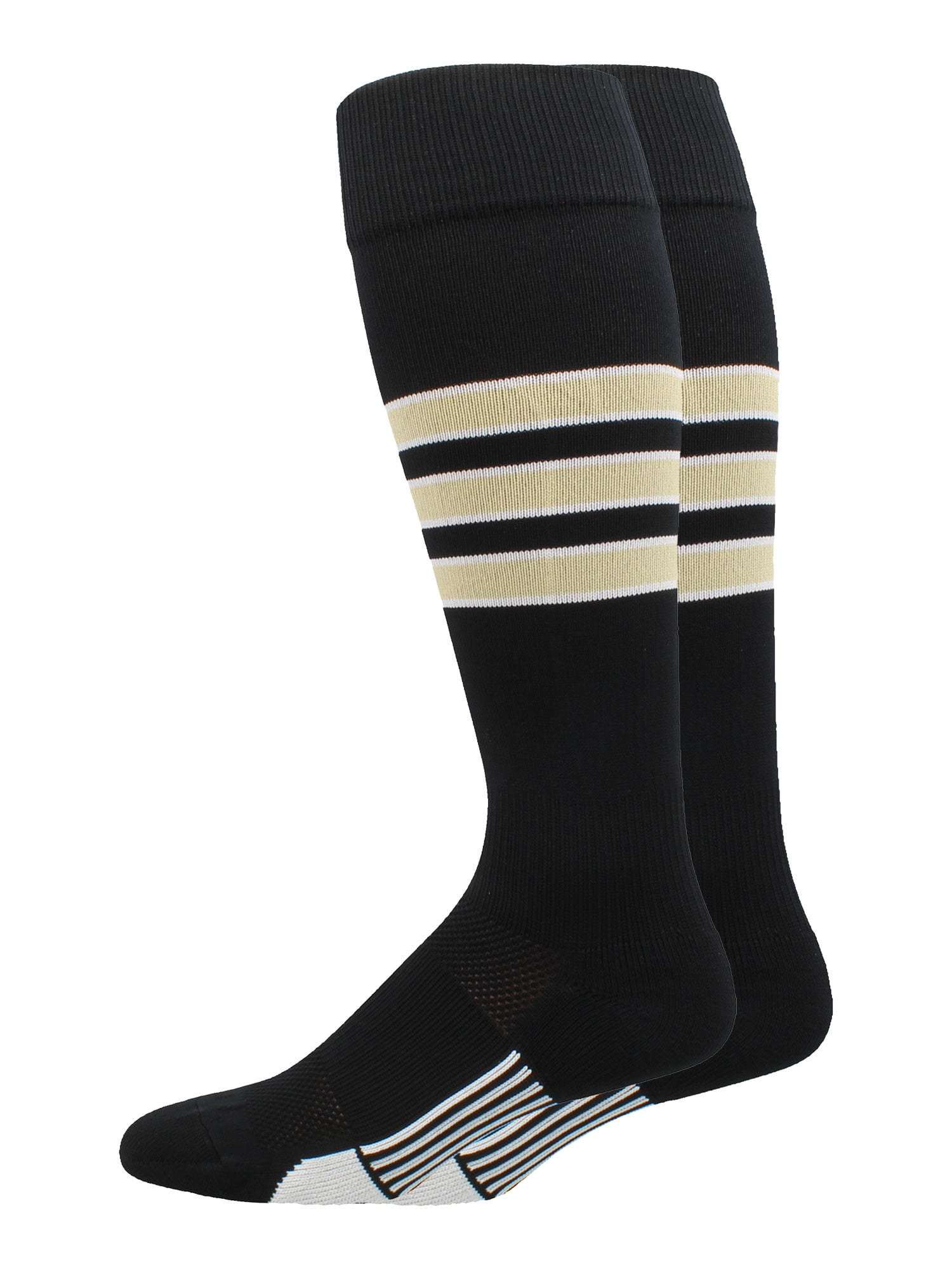 Dugout 3 Stripe Softball Socks (Black/Vegas Gold/White, Small
