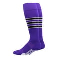 thumbnail image 1 of MadSportsStuff Dugout 3-Stripe Softball Socks - Purple/Black/White, X-Large, 1 of 2