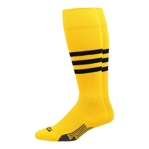 MadSportsStuff Dugout Striped Baseball Softball Socks, Gold/Black, Large