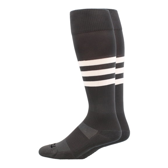 MadSportsStuff Dugout Striped Baseball Softball Socks - Dark Grey (Graphite)/White - Large