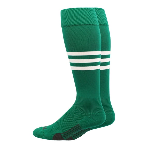 MadSportsStuff Dugout Striped Baseball Softball Socks, Kelly Green/White, Large