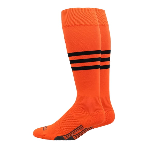 MadSportsStuff Dugout Striped Baseball Softball Socks - Orange/Black - X-Large
