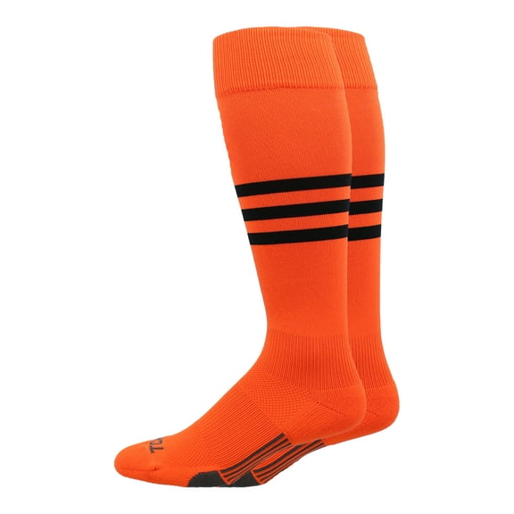 MadSportsStuff Dugout Striped Baseball Softball Socks - Orange/Black - X-Large