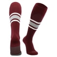 thumbnail image 1 of Dugout Striped Baseball Socks Pattern E (Maroon/Grey/White, X-Large), 1 of 2