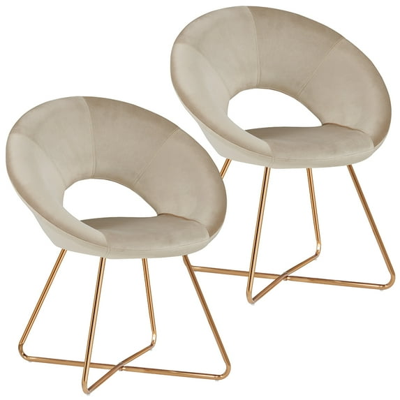 Duhome Accent Chair Set of 2, Modern Armchair Upholstered Side Chair for Living Room Dining Chairs Velvet Khaki