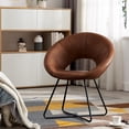 thumbnail image 1 of Duhome Accent Chairs Mid-Century Modern Faux Leather Lounge Chair with Black Metal Legs for Living Room Armchair, Yellowish Brown, 1 of 10