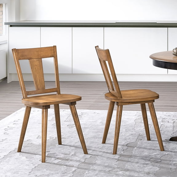 Duhome Antique Walnut Wooden Tulip Chairs - Set of 2, Rustic Style for Dining or Kitchen