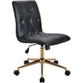 thumbnail image 1 of Duhome Armless Home Office Chair, Faux Leather Black Desk Chair Computer Chair Task Chair with Wheels, Black and Gold, 1 of 7