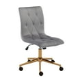 thumbnail image 1 of Duhome Armless Home Office Chair, Velvet Tufted Computer Desk Chair Rolling Chair, Vanity Chair with Wheels, Gray and Gold, 1 of 8