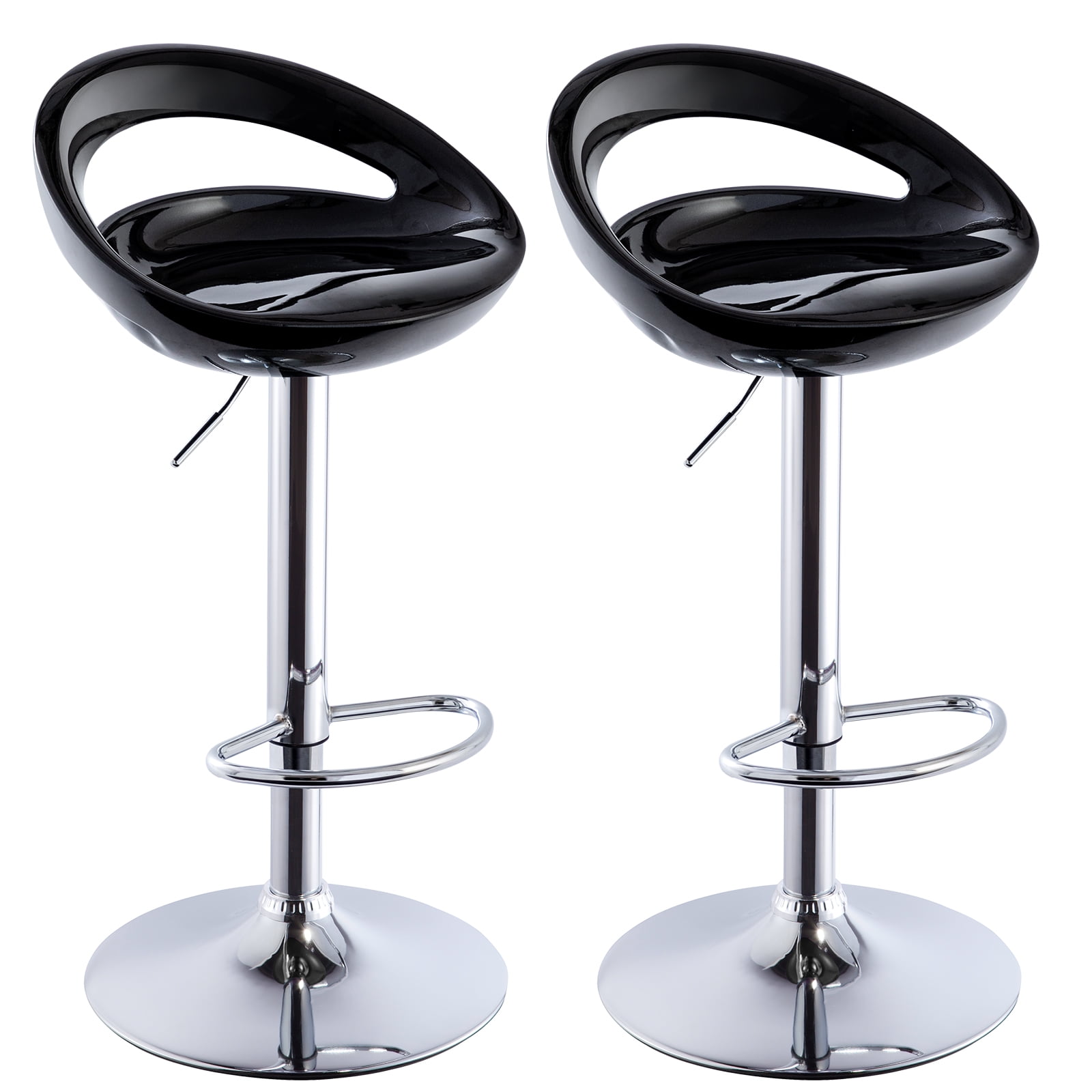 Duhome Bar Stools with Back Set of 2 Modern Adjustable Swivel Counter Stool Bar Chairs for Kitchen Plastic Black