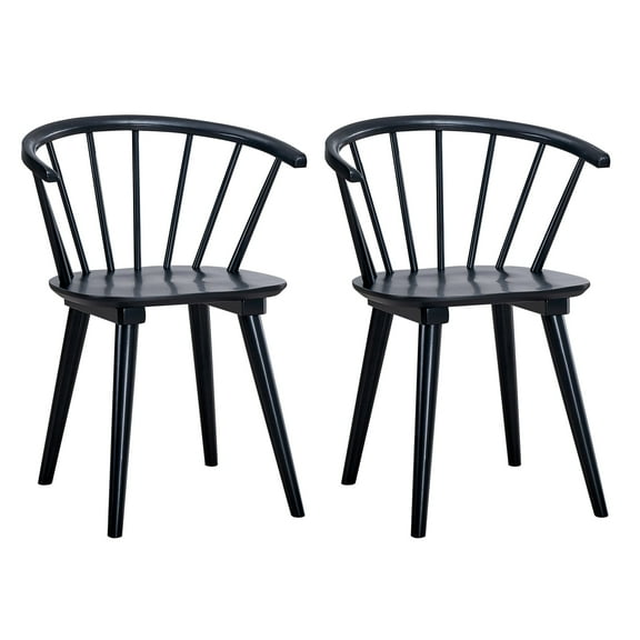 Duhome Black Wooden Dining Chiars Windsor Dining Chairs with Curved Backrest and Sturdy Spindle Design Cottage-Style,Set of 2