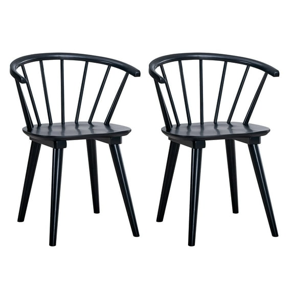 Duhome Black Wooden Dining Chiars Windsor Dining Chairs with Curved Backrest and Sturdy Spindle Design Cottage-Style,Set of 2